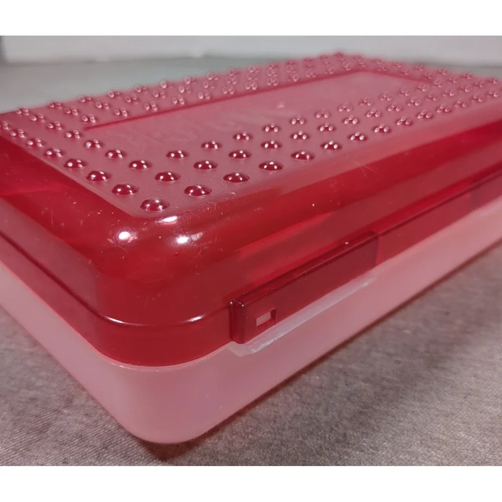 Spacemaker Vintage 1990s Plastic Pencil Case Box Red Top Frosted Bottom‎